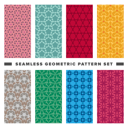 Set of seamless decorative geometric shapes patternのイラスト素材