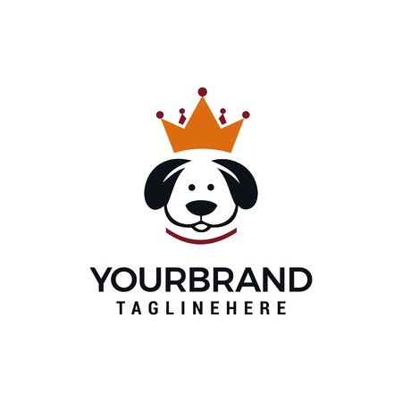 king dog logo design concept , dog crown vector logo design templateのイラスト素材