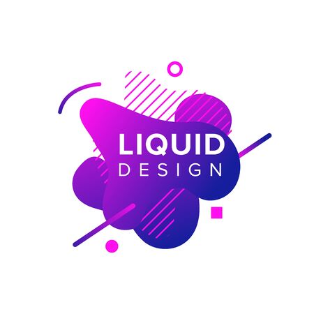 Color abstract liquid shape, fluid color overlap gradient background. Vector creative neon color designのイラスト素材