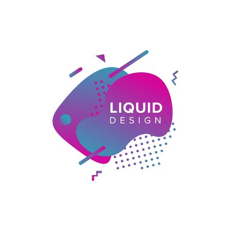 Color abstract liquid shape, fluid color overlap gradient background. Vector creative neon color designのイラスト素材