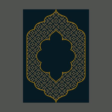 Vintage ornamental frame, rich, royal, luxury design, creative, trendy gold element for page and web decoration on black abstract backgroundのイラスト素材