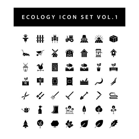 Ecology icon set with black color glyph style design. Vol.1のイラスト素材
