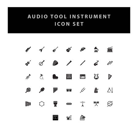 musical instruments vector icons set with glyph style designのイラスト素材