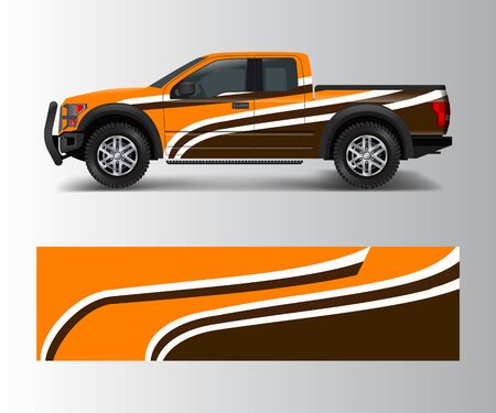 pickup truck graphic vector. abstract shape with grunge design for vehicle vinyl wrapのイラスト素材