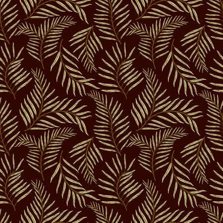 Seamless pattern with tropical leaves. Seamless floral pattern background vector Illustration for print, Wallpaper, fashion templateのイラスト素材