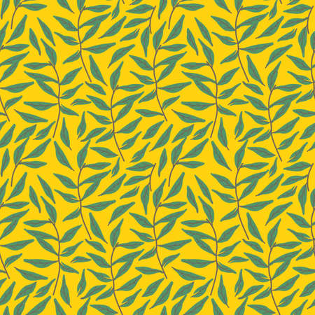 Seamless light blue leaf pattern. Vector illustrationのイラスト素材