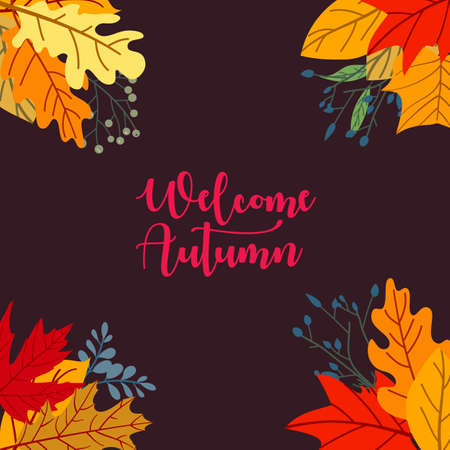 Autumn sale concept design with flat leaves backgroundのイラスト素材