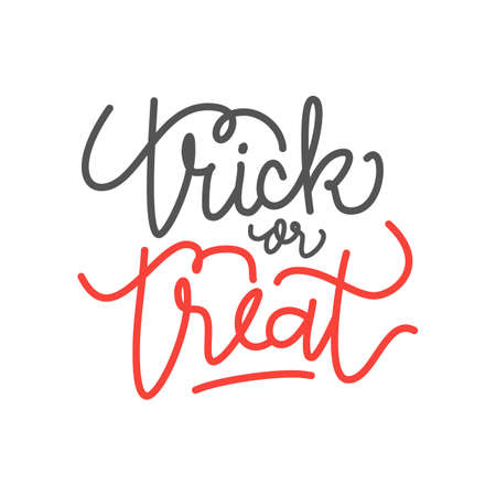 Vector poster with Halloween slogan Trick Or Treat: decorative handwritten font for quote of words trick or treat on gray abstract background, hand lettering type, calligraphy typeface for halloween.のイラスト素材
