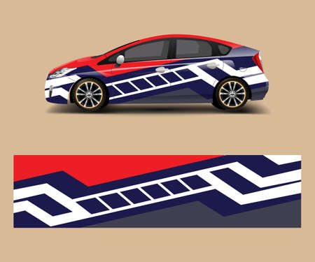 Car decal wrap design vector. Graphic abstract shapes racing for vehicle, race car template design vectorのイラスト素材