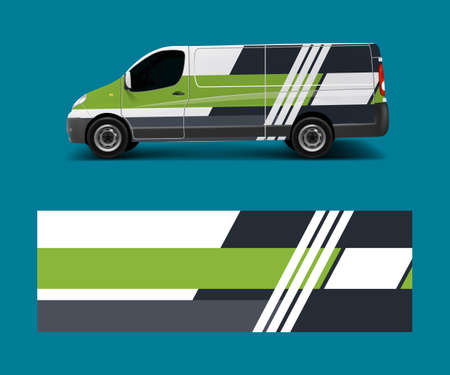 Graphic abstract wave designs for wrap vehicle, race car, branding car. Pick up truck and cargo van car wrap design vector.のイラスト素材