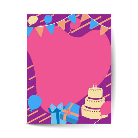 greeting and birthday invitation card layout template in A4 vector illustrationのイラスト素材