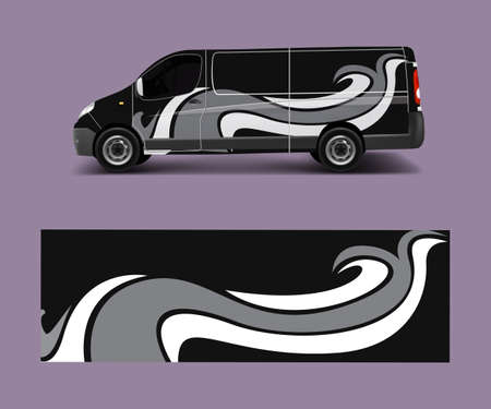 van decal wrap design vector for Company branding . Graphic wrap decal and sticker template vectorのイラスト素材