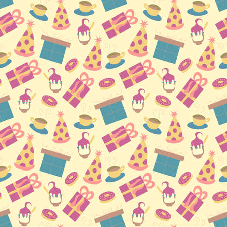 Happy Birthday pattern cute in vectorのイラスト素材
