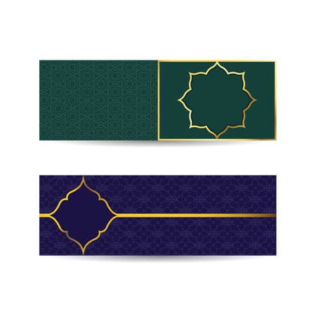 Set of Islamic design banners with pattern. Illustration Vector Graphic of template to welcome ramadan holy month of islam with lantern, ornament, mosque and simple Ramadan kareem. islamic background bannerのイラスト素材
