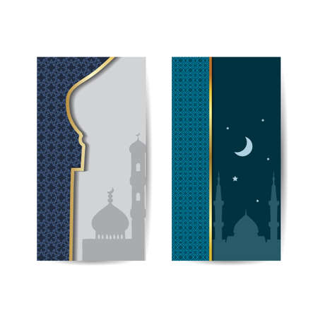 illustration of mosque for wallpaper, banner, card vector design template. islamic background bannerのイラスト素材