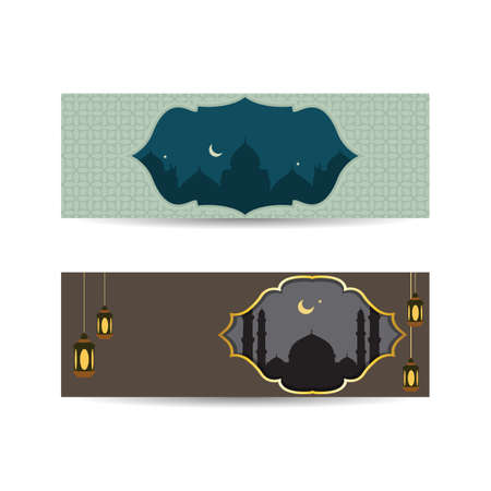illustration of mosque for wallpaper, banner, card vector design template. islamic background bannerのイラスト素材