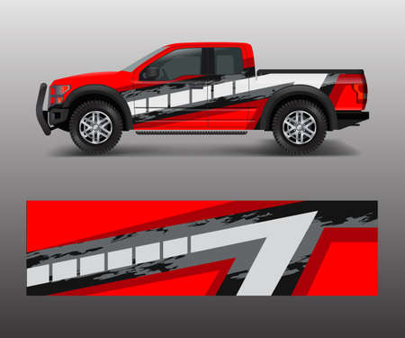 offroad vehicle wrap design vector. Pickup truck decal wrap design vector.のイラスト素材