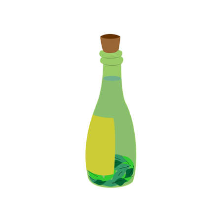 Brown glass bottle of medicine syrup and one dose in teaspoon , vector illustrationのイラスト素材