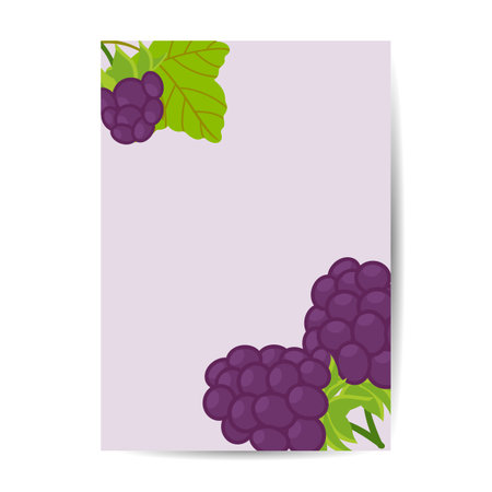 grape illustration flat style. Card, banner, poster, sticker, print, advertising material. Fruit Vector cover illustration.のイラスト素材