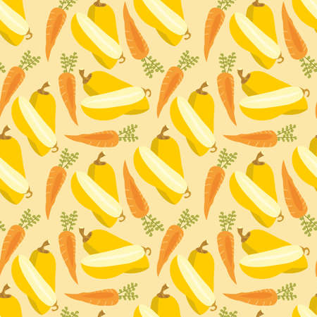 Cartoon carrots with ornament, seamless pattern. Easter theme background.のイラスト素材