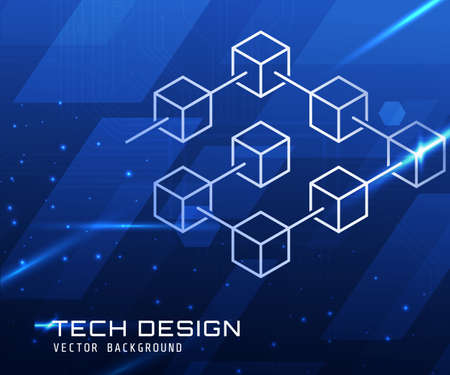 Blockchain crypto technology vector modern icon or element in outline style on dark backgroundのイラスト素材