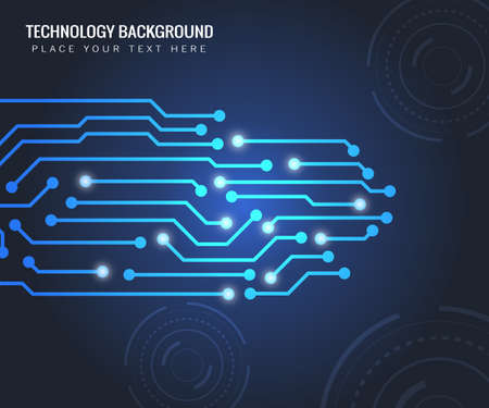 Abstract high-tech background. advanced connection technology circuit line concept on dark blue backgroundのイラスト素材