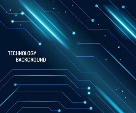 Abstract technology concept particle connection background with blue lights. blue color abstract...
