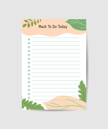 Daily planner to do list notes with natural leaves backgroundのイラスト素材