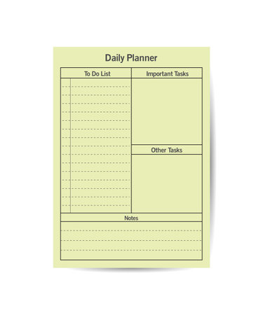 Daily planner printable template Vector. plan pages task and check list flat vector illustrationのイラスト素材