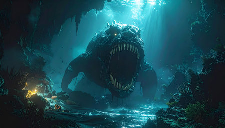 Tropical underwater world. 3D render. Underwater world.の素材