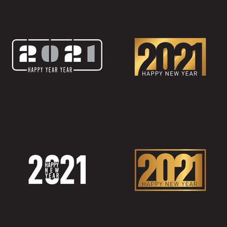 Illustration vector graphic of happy new year 2021. Suitable for new year poster & calendarのイラスト素材
