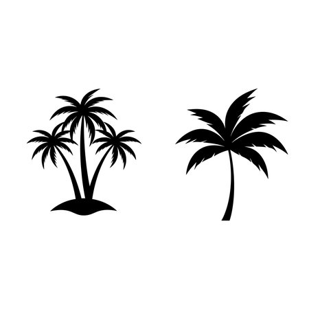 Elegant palm tree silhouette vector, perfect for print and digital designs.のイラスト素材