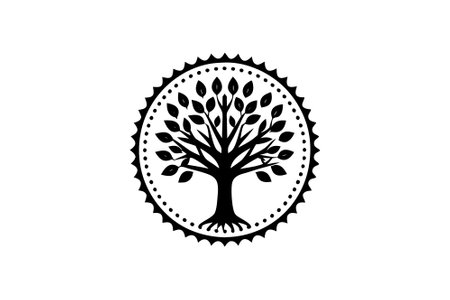 Modern botanical tree stamps vector design in Illustrator, perfect for nature-themed projects.のイラスト素材