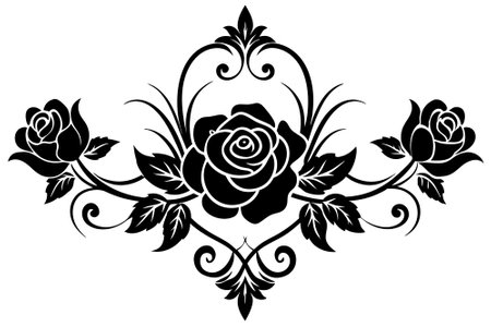 Elegant flower vintage Baroque scroll with Victorian frame border, ideal for prints and designs.のイラスト素材