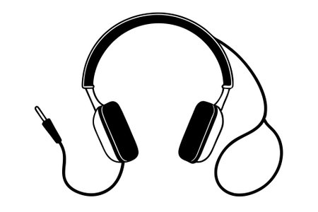 Sleek modern headphone vector illustration, ideal for print and digital graphic designs.のイラスト素材