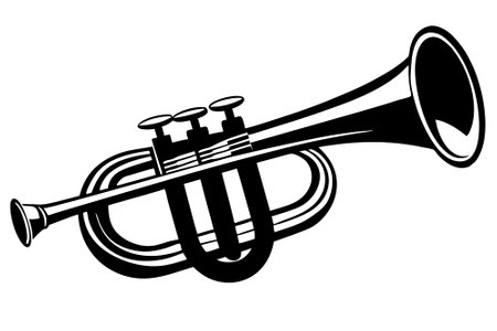 Illustration of a trumpet on a white background. Vector illustration.のイラスト素材