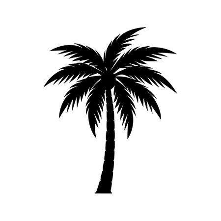 Palm tree icon. Silhouette of palm tree vector iconのイラスト素材