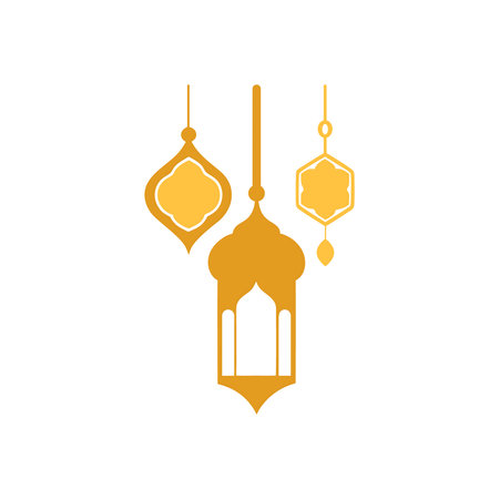 Hanging Ramadan Lanterns and Islamic Ornaments Vector Designのイラスト素材