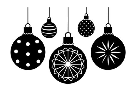 Christmas balls. Black and white. Vector illustration for your design.のイラスト素材