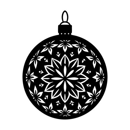 Black and white christmas ball on white background. Vector illustration.のイラスト素材