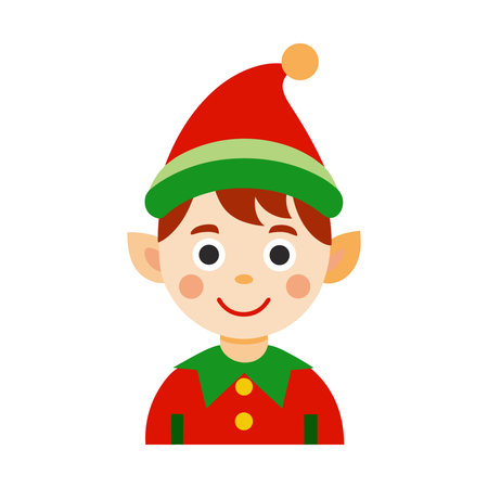 Cute cartoon boy with christmas elf costume. Vector illustration.のイラスト素材