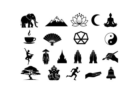 Japanese Culture Icon Set Silhouette Symbols for Vector Designのイラスト素材