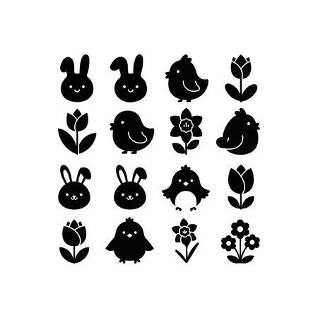 Easter icons set easter icons for webのイラスト素材