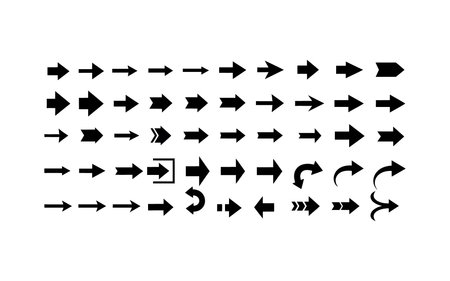Set of black arrows. Vector illustration isolated on a white background.