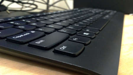 Elegant and simple black color electronic keyboard in offices