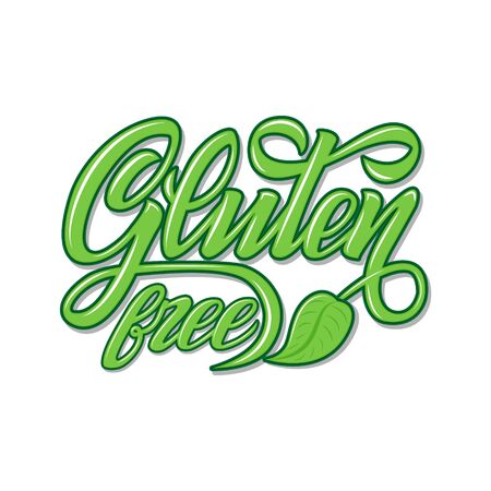 Hand lettering gluten free illustration for restaurant, cafe menu. Elements for labels, logos, labels or badges. Calligraphy and typography collection.のイラスト素材