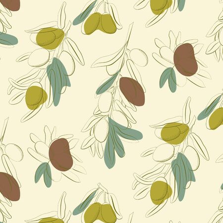 olives and olive branch background hand drawn illustration. Vector doodle style.のイラスト素材