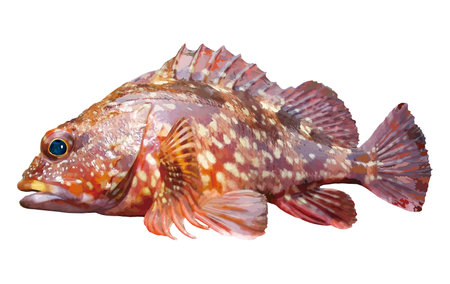 Delicious fishing target sea fish Marbled rockfish with gorgeous coloring (Retouched and color...