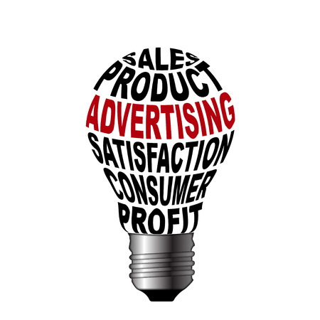 Bulb of sales product advertising satisfaction consume profit on white background, this image is useful in business の写真素材