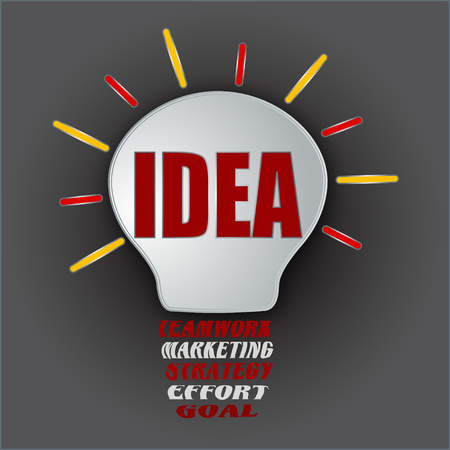 Idea bulb with base of teamwork, marketing,strategy, effort, goal on gray background, this image will useful in business の写真素材